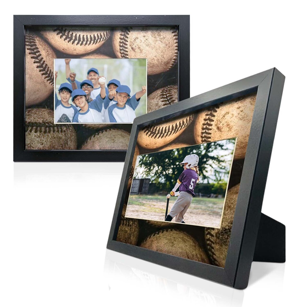 iFrame Commemorative Baseball Sports Athletics Frame I Fits 5x7 Photograph, Real Wood Black Finish, Desktop, Table Or Wall Mount I Shatterproof Plexiglass I Made in the USA